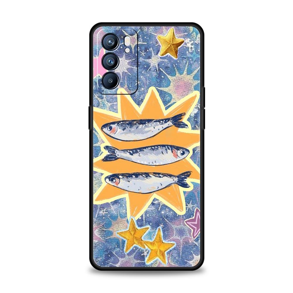 Blue Ocean Fish Phone Case For Oppo Reno 13 12 11 10 7 F Find X5 X6 A98 A80 A79 A78 A57 A54 A31 A17 Pro 5G Soft TPU Cover Capas