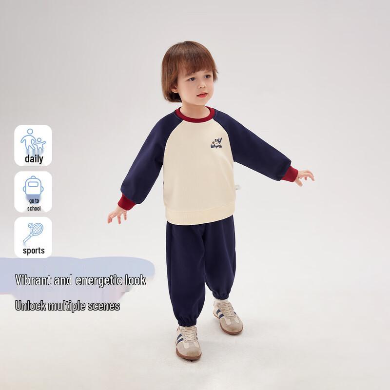 JELLYBABY Boys' Color-Block Dog Print Pullover Sweatshirt