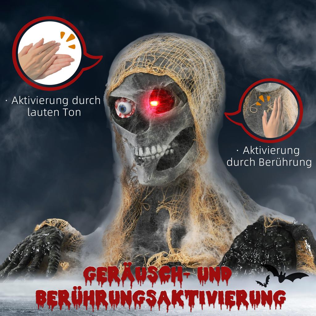 Halloween decoration, one-eyed mummy, flexible arms, glowing eyes, creepy howl, 55x18x35 cm