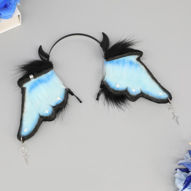 Anime Headband Bendable Devil Bat Ear Hairhoop Girl Halloween Dress Up Hairband  Costume Masquerades Headwear