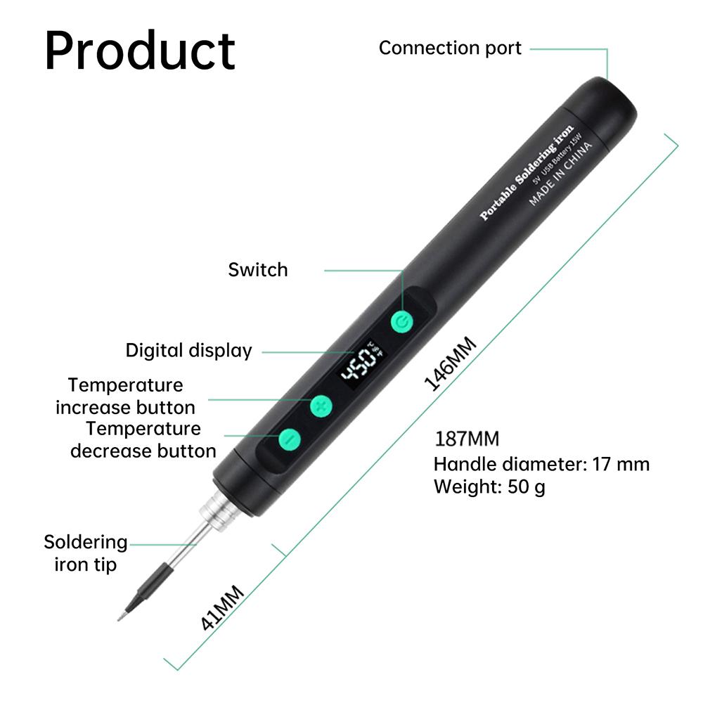 Wireless Soldering Iron Mini Electric Soldering Iron Portable soldering iron 15W Adjustable Temperature Soldering Tool Type-C 5V