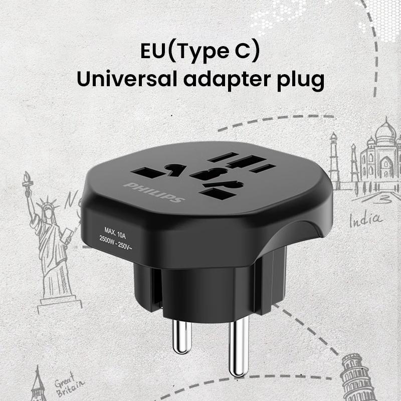 Philips Power Adapter Plug EU/Aus/US/UK (Type C) Universal Adapter Plug