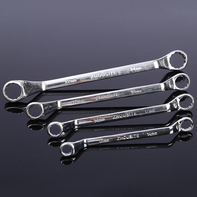 Double-Head Plum Wrench Set, Extended Two-In-One Design, Mirror Polished Chrome, Internal Hex, Perfect For Auto Repair