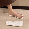 2025 Summer Xiaoxiangfeng Internet Celebrity Flat-bottomed Slippers Women Wear New Versatile One-word Casual Transparent Slippers