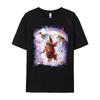 Laser Eyes Space Cat Riding Sloth Llama  Rainbow Shirts Graphic Tee White T Shirt Men