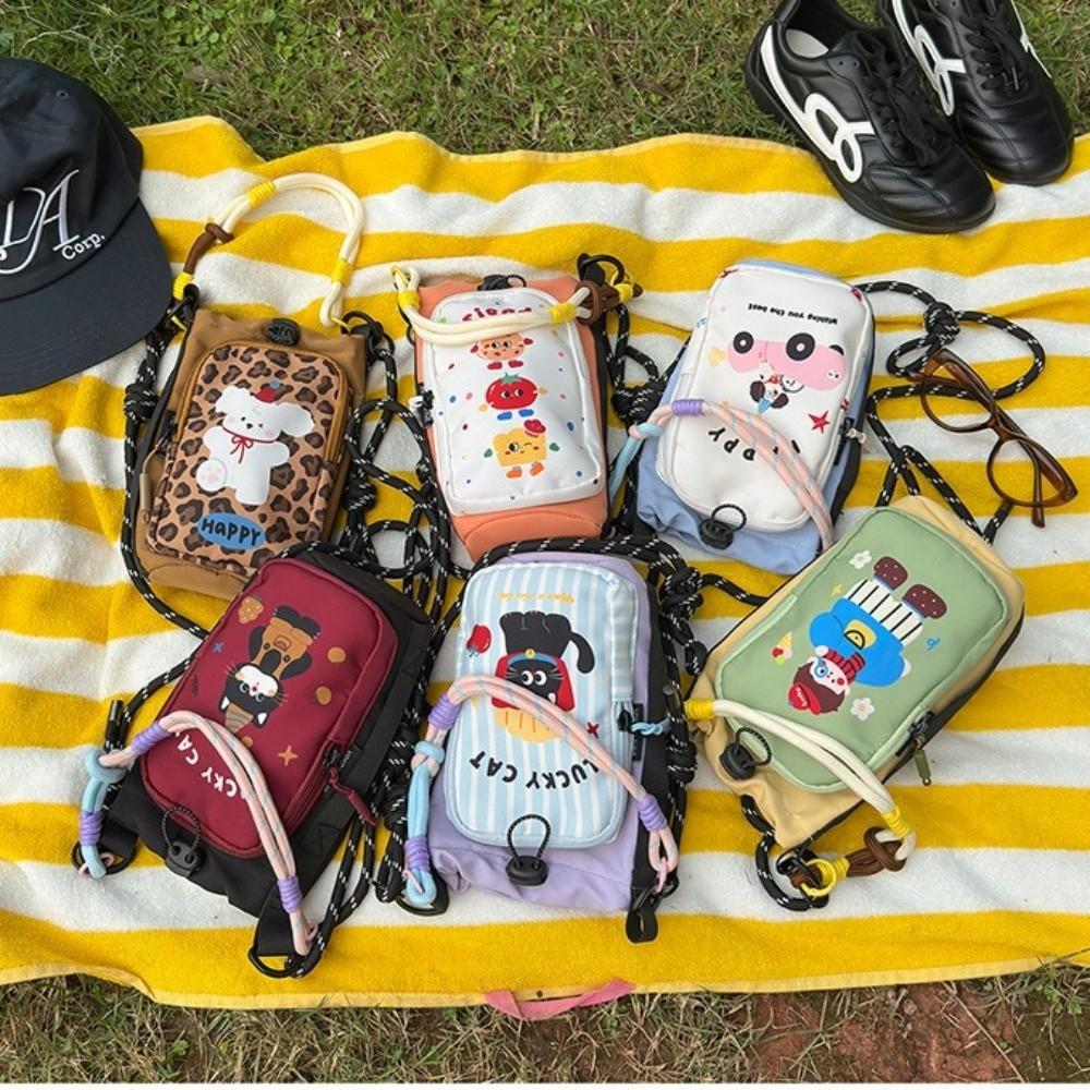 Dopamine Style Fashionable Crossbody Bag Cartoon Printed Shoulder Bag Phone Pouch Casual Style