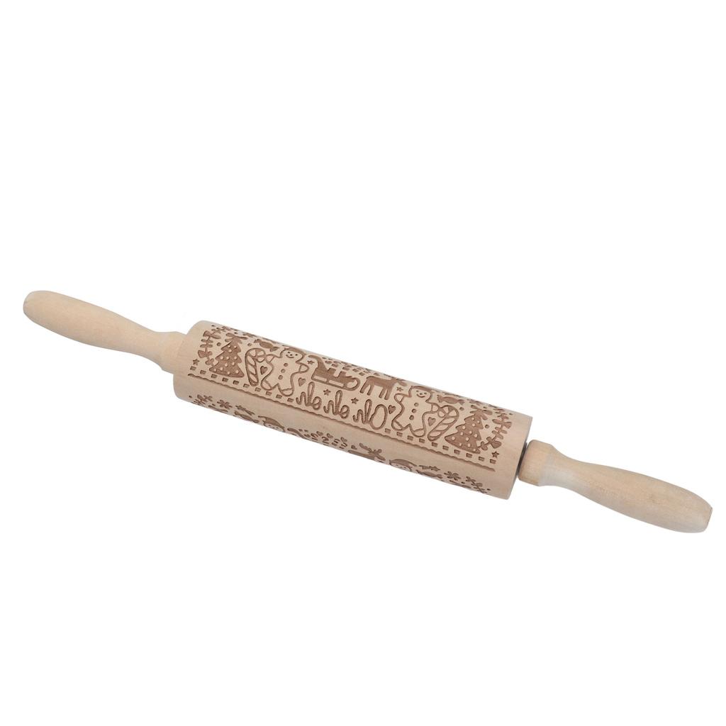 Nudelholz Holz Weihnachtsdruck Teigroller Küchenwerkzeug für Gebäck Pizza Kekse Backen