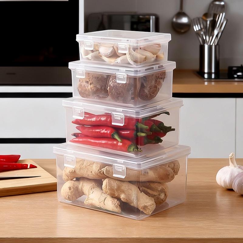 Plastic Food Storage Containers With Lids Airtight Kitchen Organizer Boxes For Refrigerator Pantry
