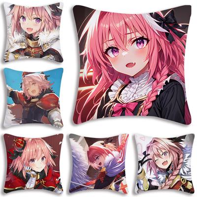 Anime F-Fate Apocrypha Astolfo Pillow Covers Cartoon Sofa Decorative Home Double-Sided Printing Short Plush Cute Cushion Cover