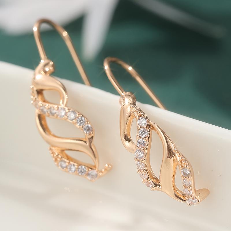 Exquisite Synthetic Zirconia Hollowed-out Dangle Earrings for Women's Wedding Banquet Jewelry Accessories Perfect Gifts