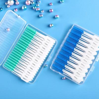 40 buc Perițe interdentare din silicon Scobitori dentare Perie între dinți Scobitori din silicon cu fir Instrumente de curățare orală