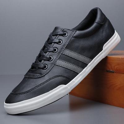 Nové značkové pánské boty Módní kožené ležérní boty Univerzální ploché skateboardové boty Streetové cool šněrovací mokasíny