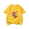 Kids Cotton T Shirt Pink Hibiscus Flower Print Crew Neck Short Sleeve Tee Casual Breathable Boys Girls Summer Tops