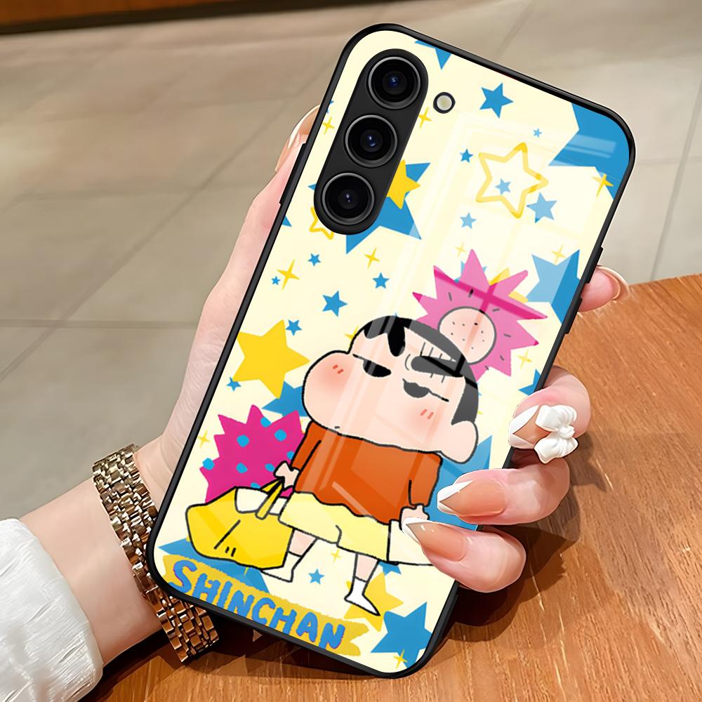 C-Crayon Cartoon Shin Chan Phone Case For Samsung S26 S25 Edge Ultra S23 S22 S21 S20 Ultra Plus S24 Fe A54 A53 A25 Glass Cover