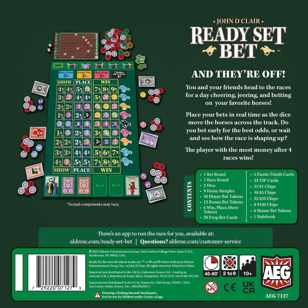 Alderac Entertainment Group Ready Set Bet Alderac Entertainment Group Horse Racing Betting Board Ages AEG7127 (AEG) - Game, 14+, 2-9 Players, 45-60