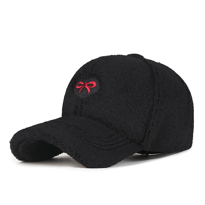 

ZHENYUEQI Women s Winter Lamb Wool Baseball Cap with Heart Bow Adjustable