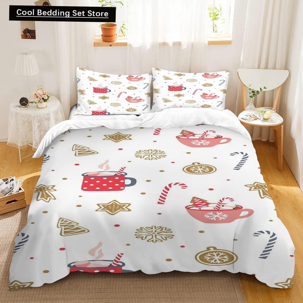 Duvet Cover Set,  Christmas Design Bedding Cover and Pillowcase 75*50cm, Cartoon Children's Bedding Set with Zipper Gift