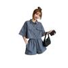 Korean Style Women's Chic Summer Workwear: Versatile Loose Short Sleeve & Shorts Two-Piece Uniform Set