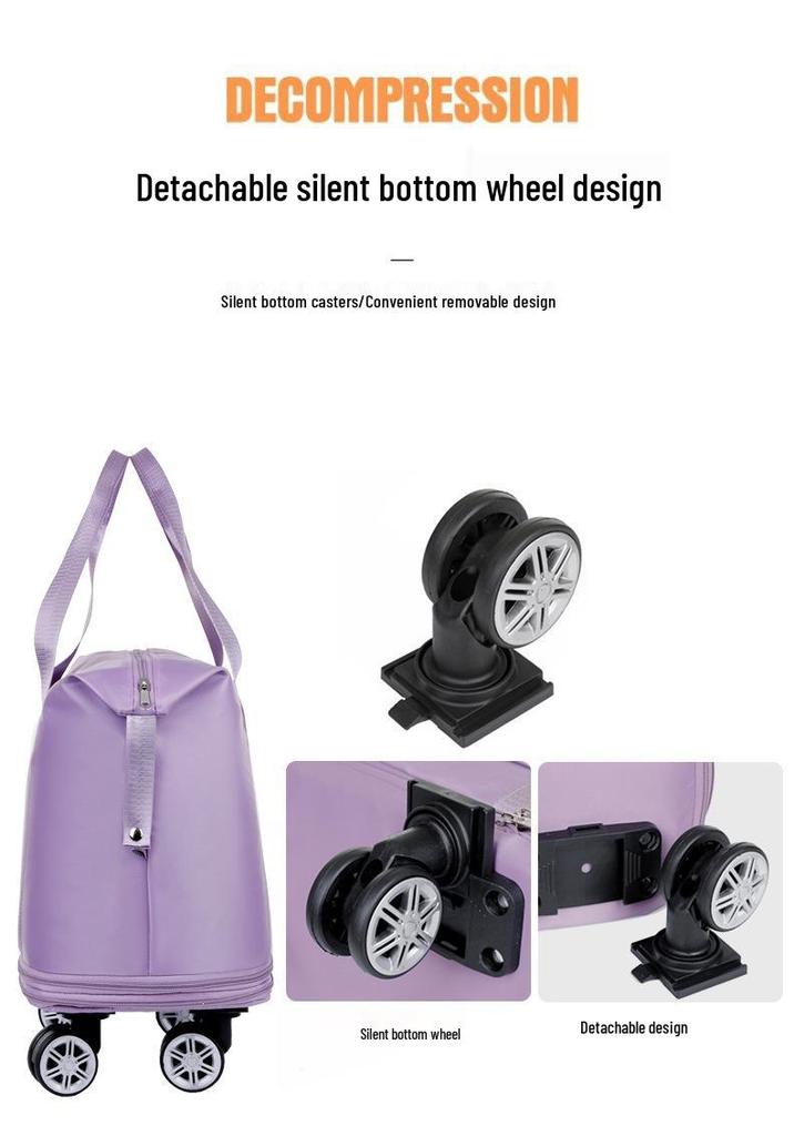 Expandable Wet/Dry Separation Luggage Bag with Universal Wheels - Large Capacity & Splash-Proof for Business Trips & Fitness Travel
