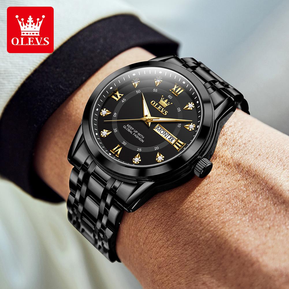 OLEVS Upgrade Perfume Quartz Men's Watches Fashion Waterproof Dual Calendar Luminous Luxury Brand Original Man Wristwatch 5513X