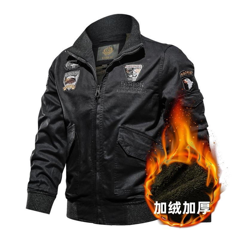 

Autumn and winter new velvet thickened outdoor tooling men s jacket pure cotton casual jacket men s XXXXL чёрный