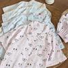 Summer Cotton Gauze Pajama Set Short Sleeve Shorts/Long Pants Breathable Thin Lapel Cartoon Loungewear