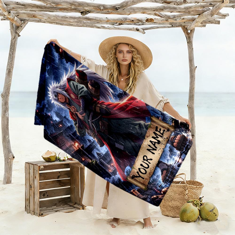 Naruto Character Customized Name Beach Towel Soft Durable Quick-Dry Perfect for Traveling Yoga Camping and Swimming