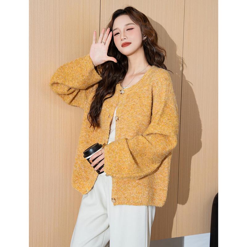 TonLion Women's Round Neck Knitted Cardigan