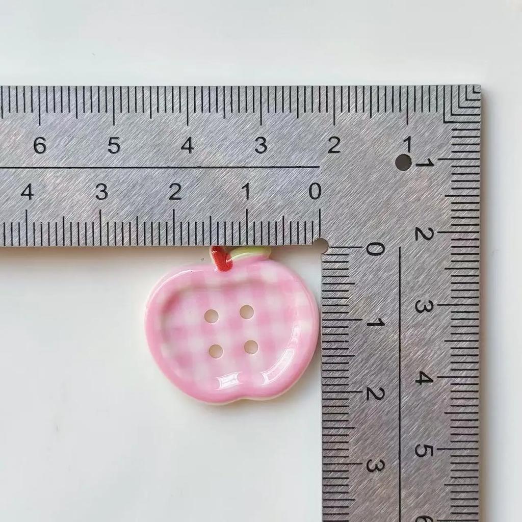 10Pcs INS Cute Little Fresh Plaid Apple Button Sweet Girl Skirt Sweater Coat DIY Deco Women's Kids Clothing Sewing Accessories