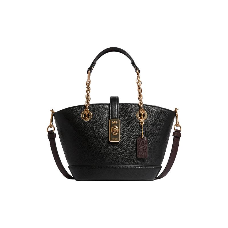 

COACH Lane 19 Pebbled Leather Zipper Chain Detachable Bag Strap Dumpling Bag Shoulder Bag Crossbody Bag Small Women Black чорний