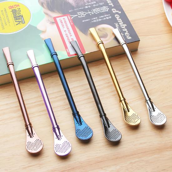 Reusable Stainless Steel Drinking Straw Coffee Yerba Mate Tea Filter Bar Tools