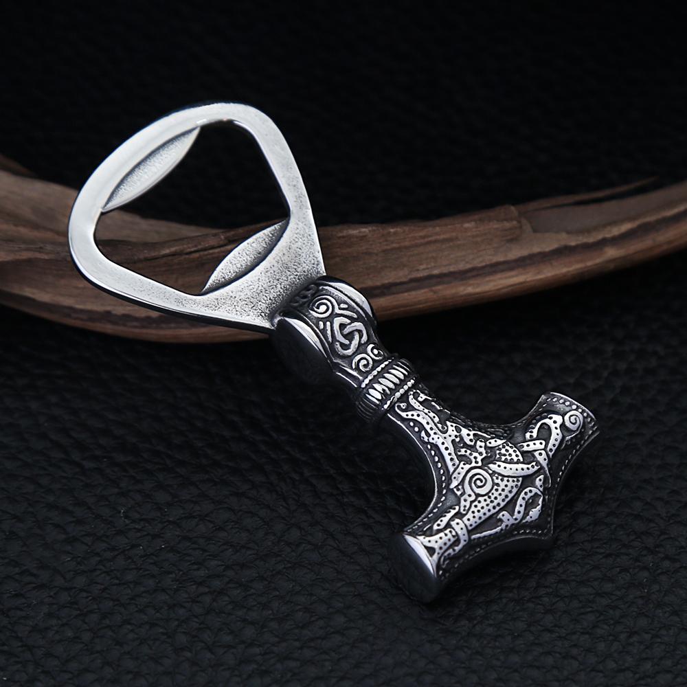 Vintage severský vikingský nerezový otvírák na láhve Thorovo kladivo Mjolnir skandinávský vývrtkový nástroj dárky dropshipping