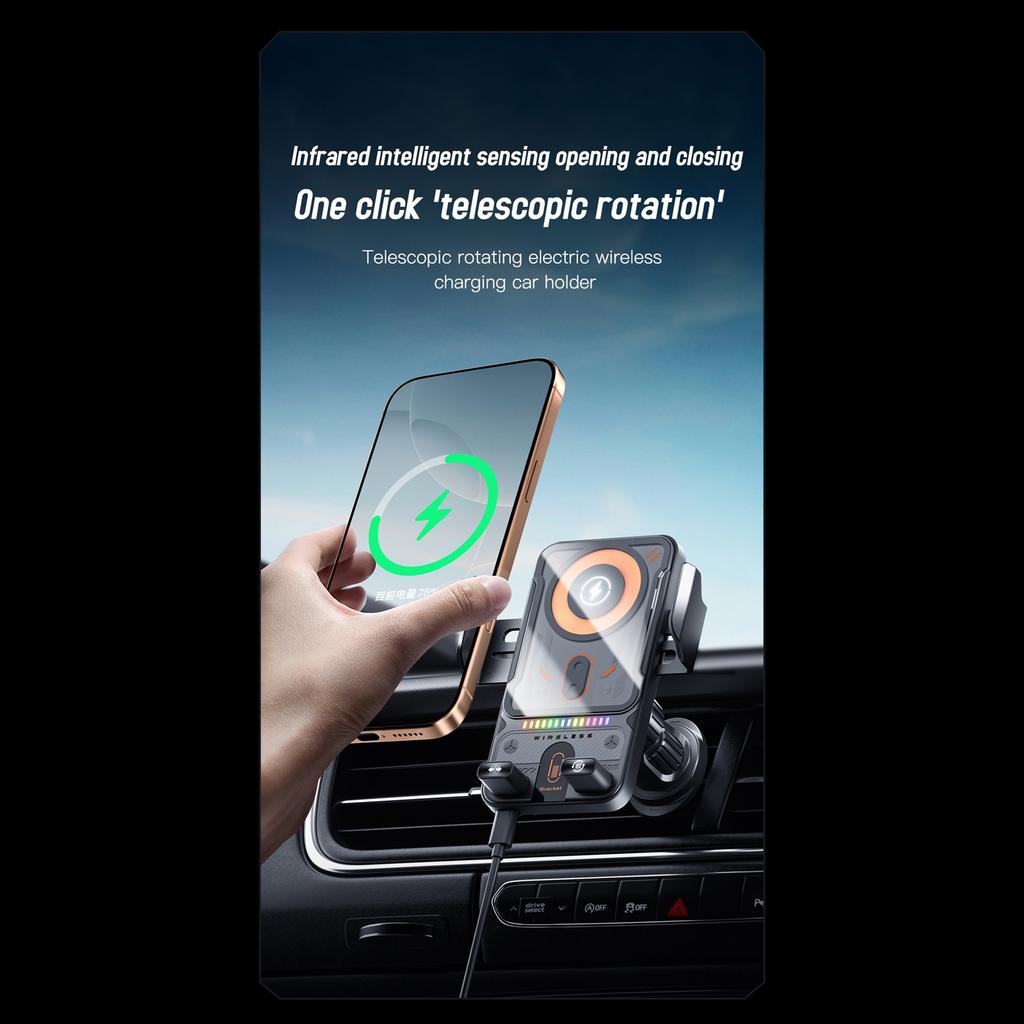 Wireless Car Chargers, Auto Clamping Car Mount 15W Fast Charging Air Vent Car Phone Mount for Most Smartphone