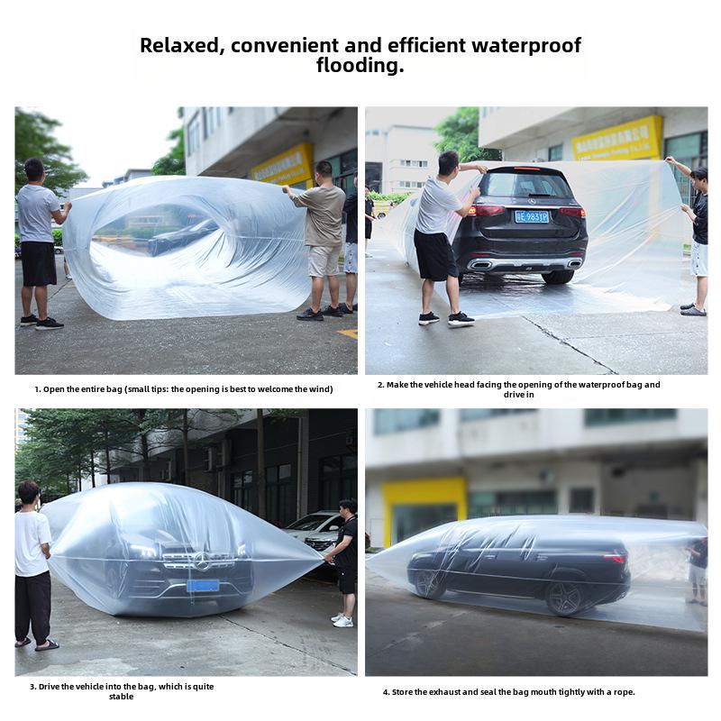 Grande housse de voiture imperméable en polyéthylène - Épaisse, résistante à l'humidité et à la poussière, protection complète