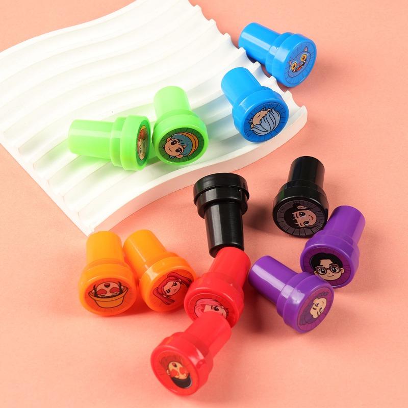 1SET Hot Hunting Group Witch Cartoon Print Mud Children's Creative Graffiti Stamp Toy Animation Same Seal Gift