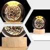 3D Crystal Ball with Warm Light Wooden Base Small Night Light Desktop Decoration Ornaments Holiday