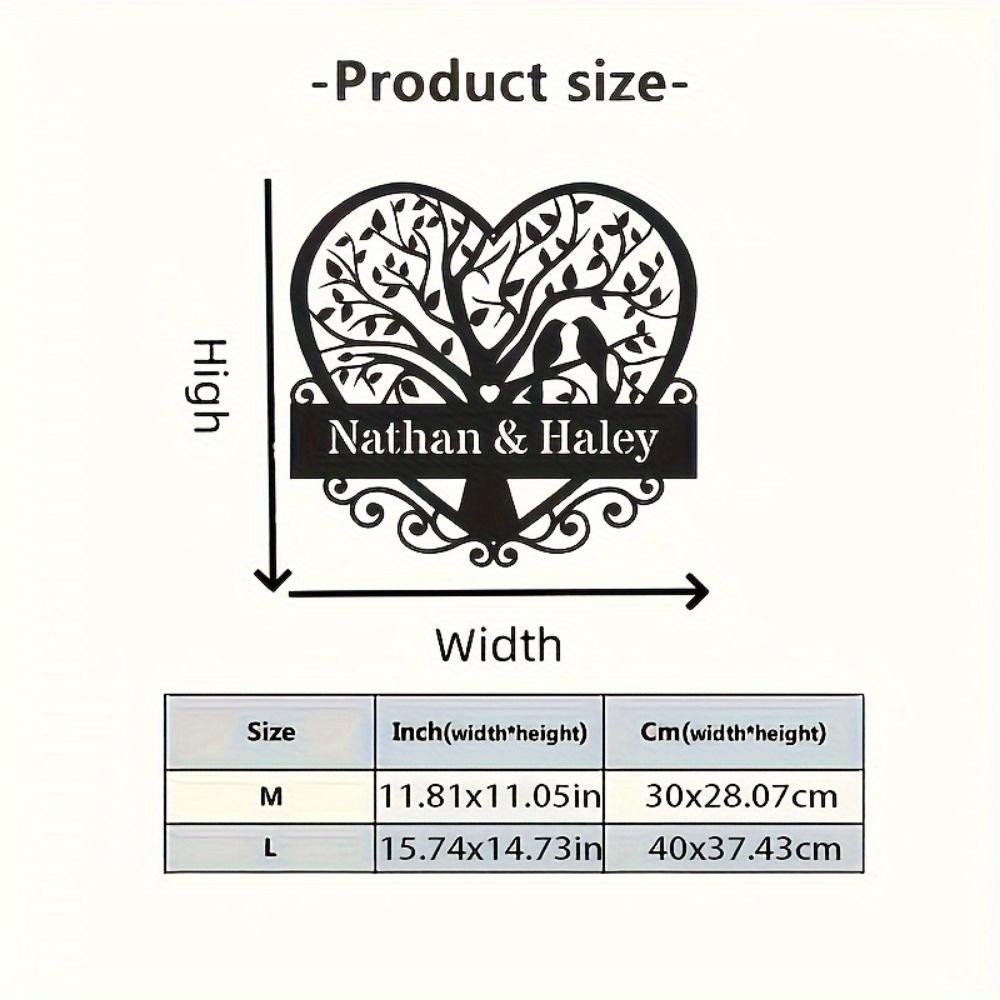 

Персонализированное металлическое настенное искусство в форме сердца Семейная табличка с именем Многоразовый домашний декор Подарок на День святого Валентина Любовь 30cm