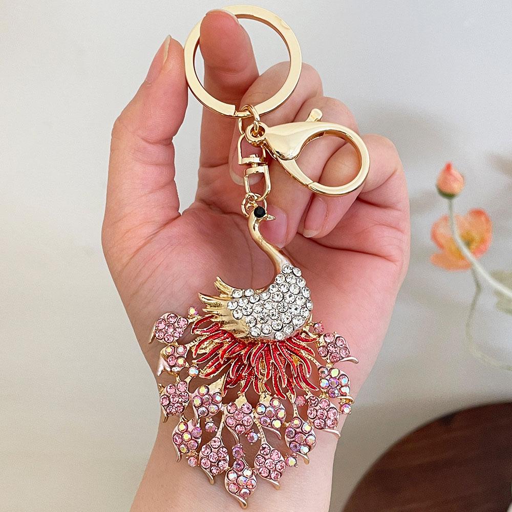 Peacock Keychains for Women Cute Rhinestone Animal Key Chain Charm Purse Handbags Charms Bag Backpack Tote Pendant Accessories