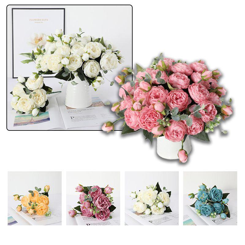 Highquality Artificial Flowers Fake Roses Bunche Bouquet Vibrant No Fading Decorative Arrangement