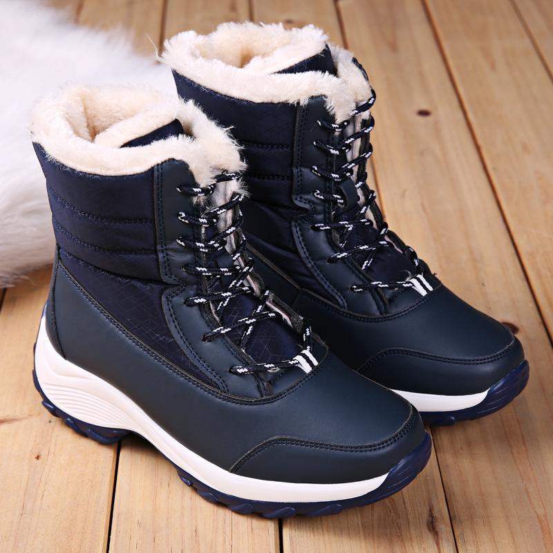 2025 Warm Thickened Mid-Calf Snow Boots with Velvet Lining, Large Size 42