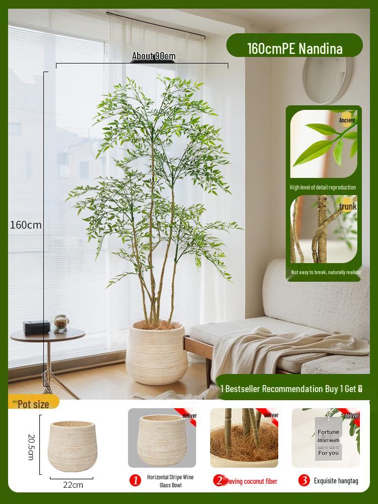 Nandina Bionics Artificial Tree: Elegant Indoor Decor, Large Potted Floor Plant