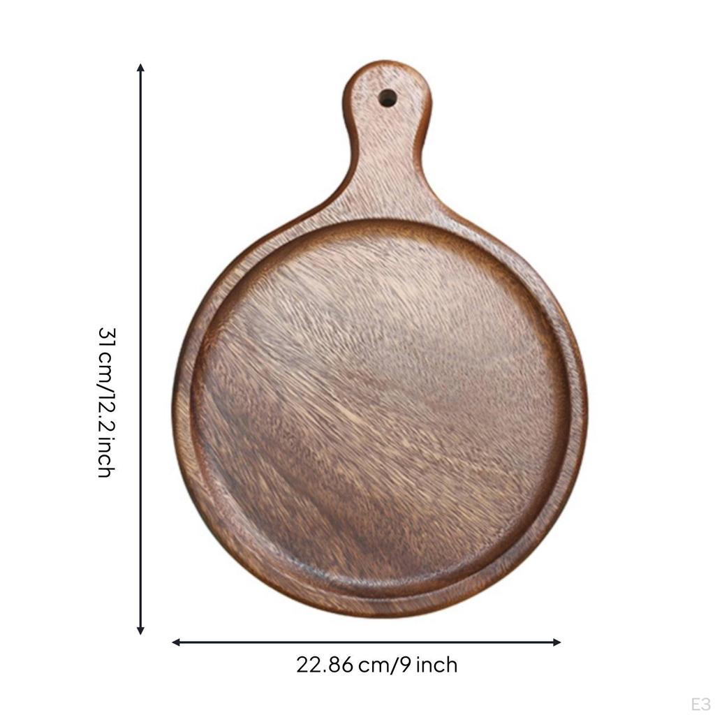 Wooden Serving Board with Handle Pizza Smooth Walnut Platter for Hosts,