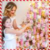 Pink Christmas Decor, Candy-Themed Ornaments, Pink and White Candy, Wooden Tree Decor, Hanging Decorations, Party Gift