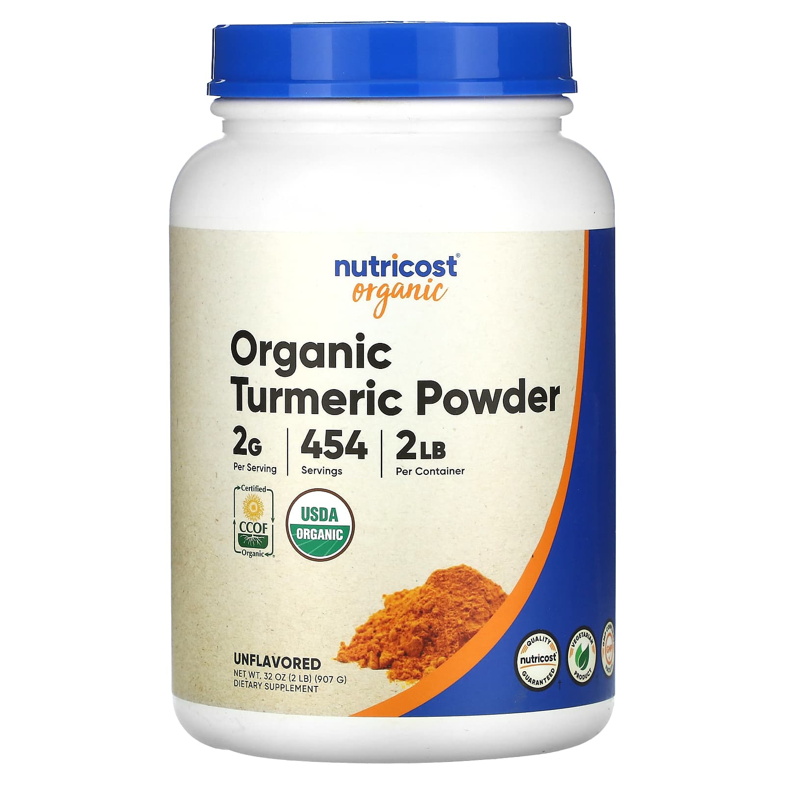 

Nutricost, Органічний порошок куркуми, Без смаку, 32 унції (907 г)