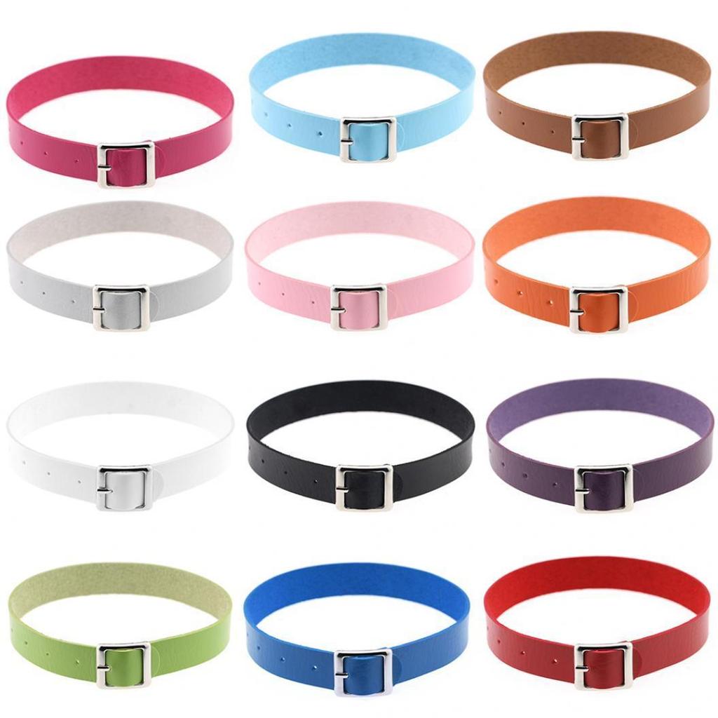 Women Vintage Faux Leather Choker Short Necklace Buckle Collar Punk Jewelry