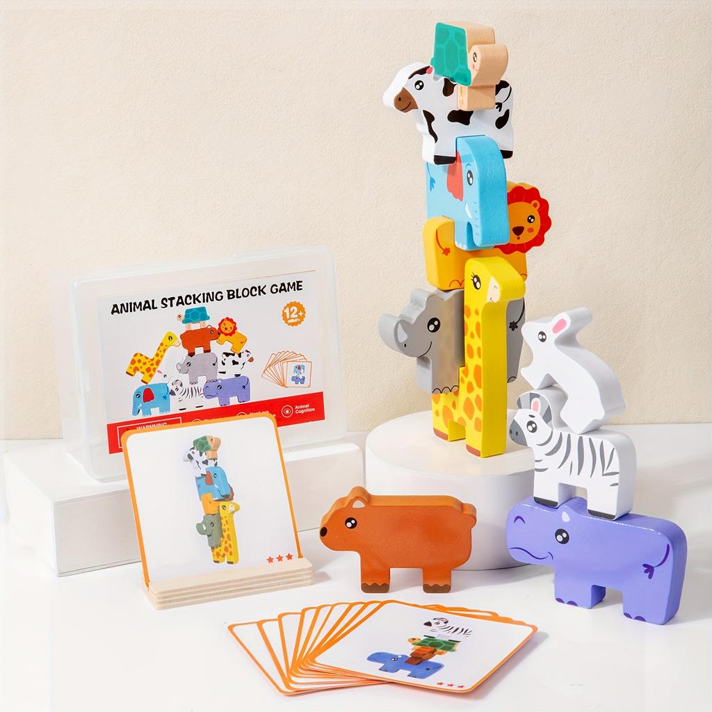 Children's Puzzle Building Block Toys, Wooden Forest Animals, Layered Music