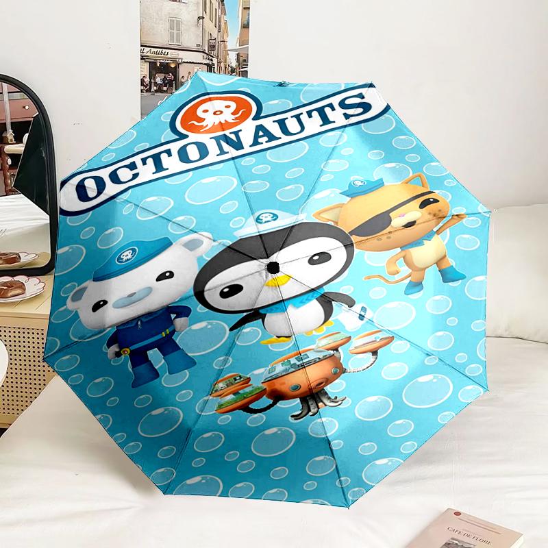 Octonauts Adventure Beyond Automatic Folding Umbrella - 8-Rib Travel Umbrella with Auto Portable Case, Ideal Gift for Birthdays