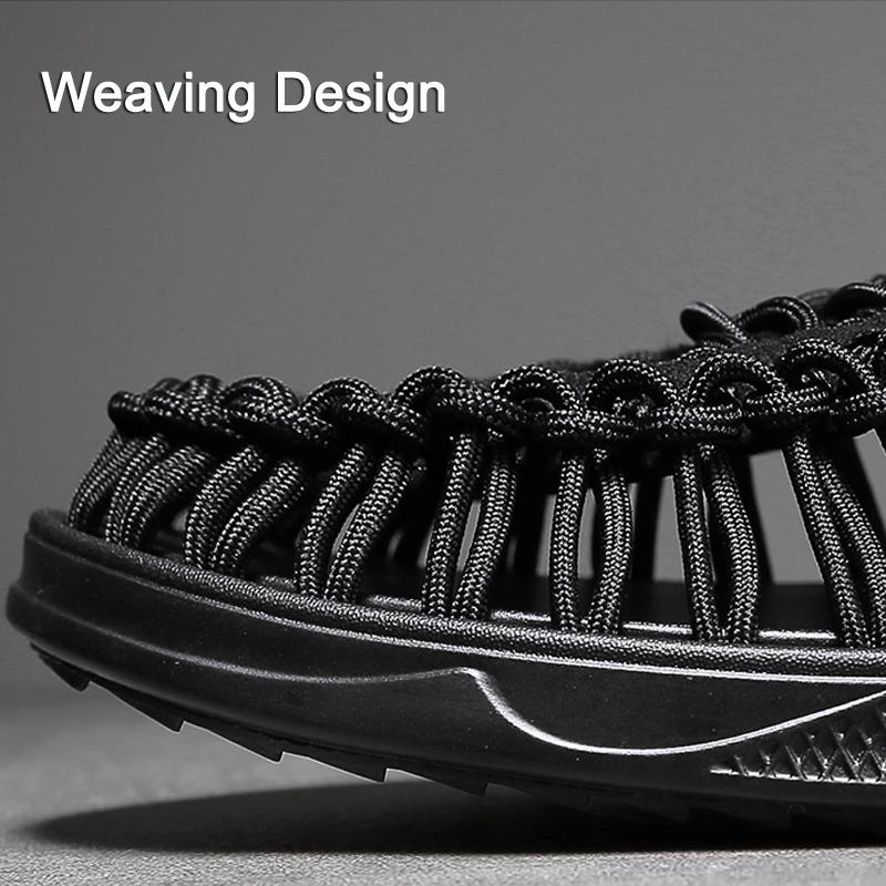 Letní pánské sandály Weaving Design Venkovní plážové sandály Prodyšné ležérní ploché sandály