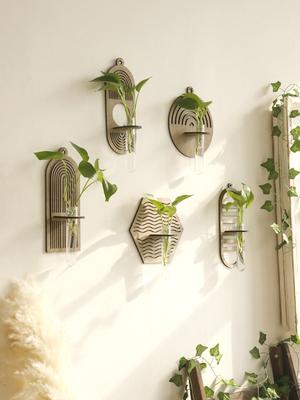 Houten Wandvaas voor Groene Plant Wandmontage Bloemenvaas Buis Boho Woondecoratie Pastorale Stijl Plantenhouder Woonkamer Ornament