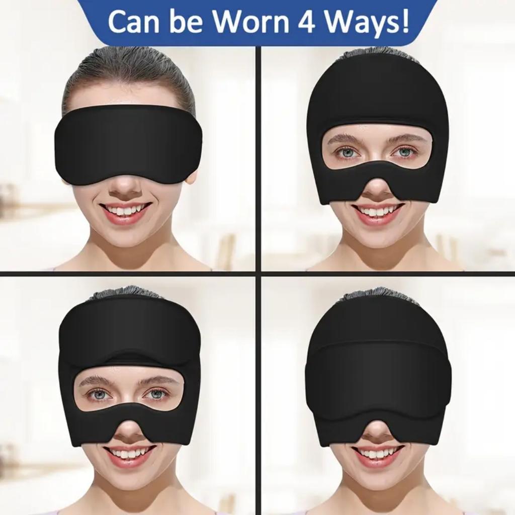Two Piece Migraine Headache Relief Cap + Eye Mask, Migraine Headache Relief Hot And Cold Drunk Cap Ice Gel Cap 360° Fit